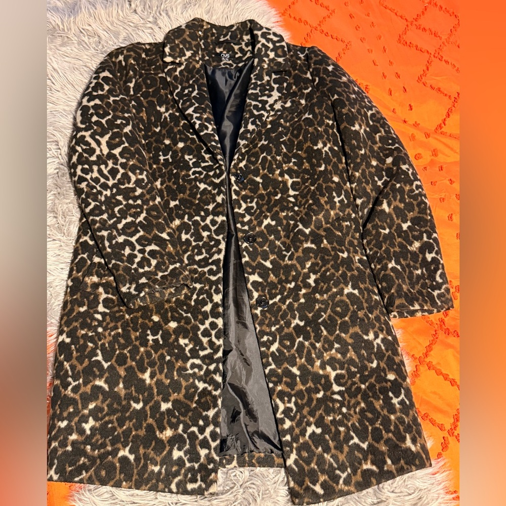 OVS Leopard Print Coat - Brown/Black/Cream